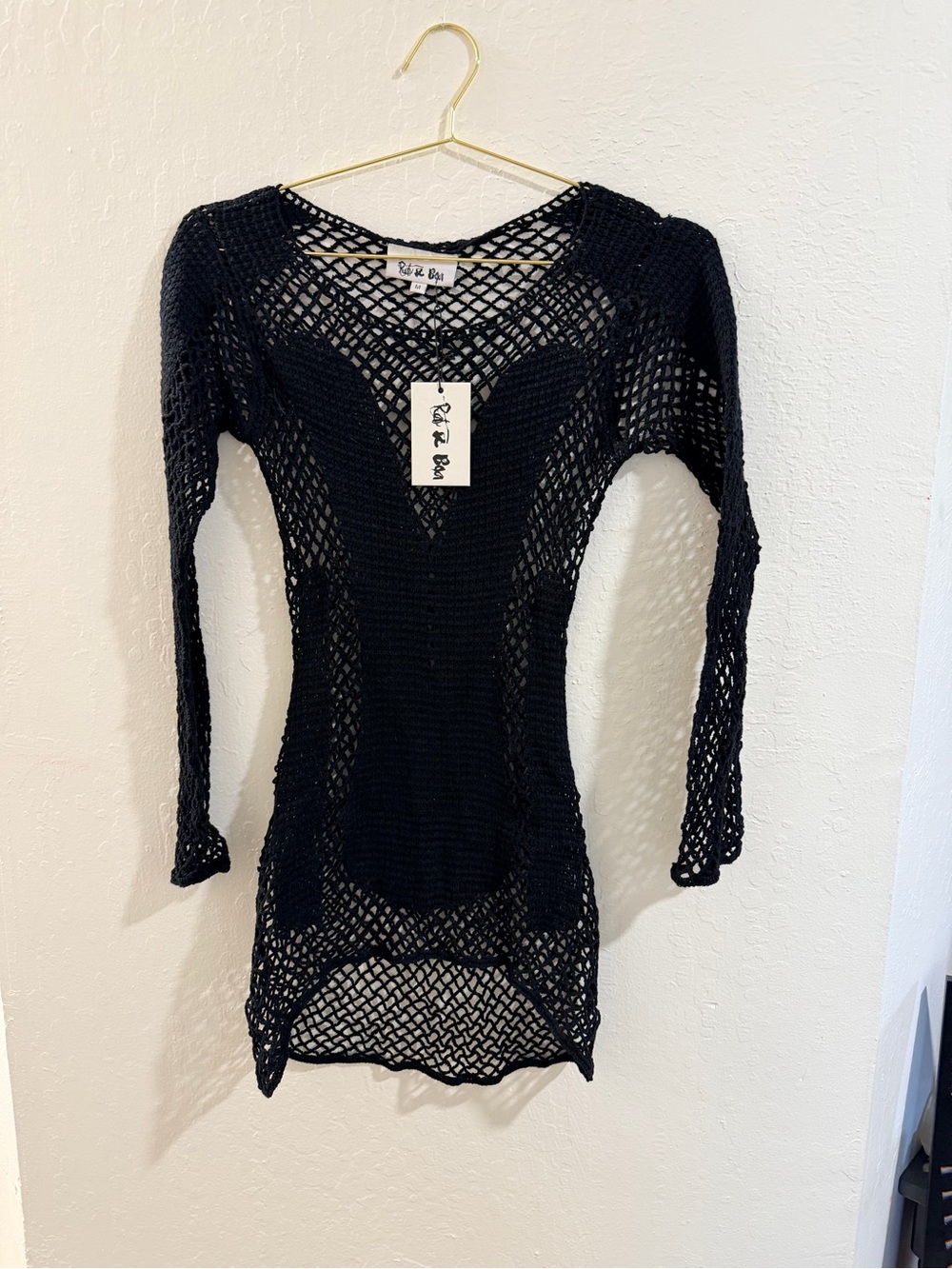 Rat & Boa Black Crochet Swim Coverup